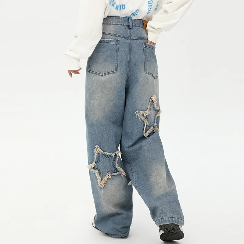 QISENYAR Straight Jeans Unisex Denim Blue-5