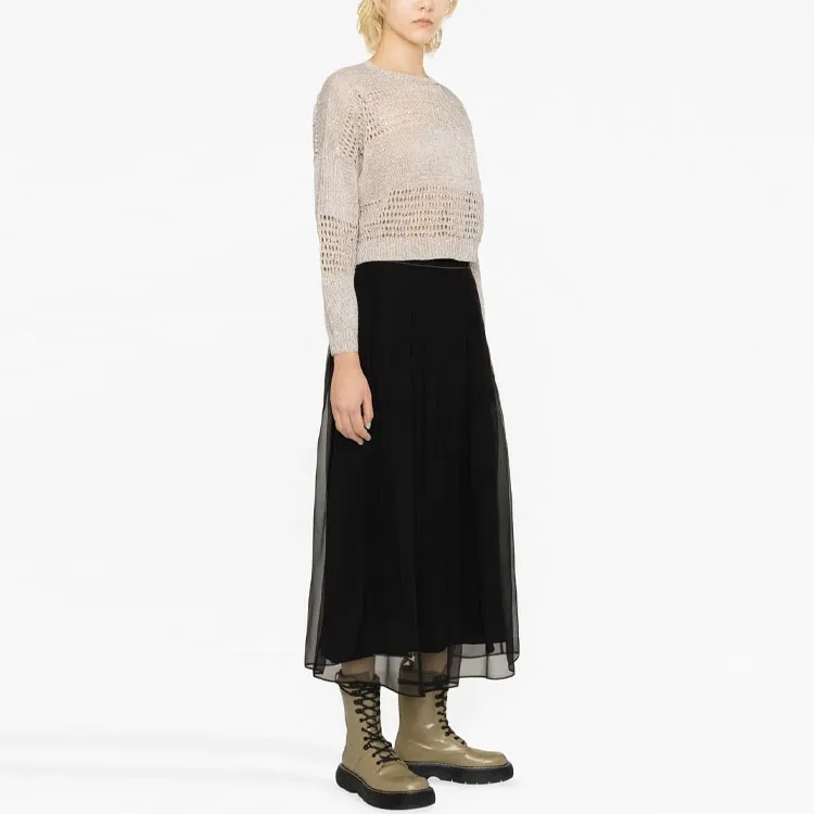 Brunello Cucinelli Pleated Tulle Midi Skirt-4