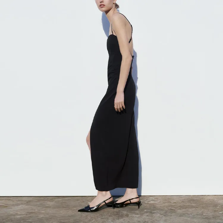 ZARA Slip Dresses Women's Black-4
