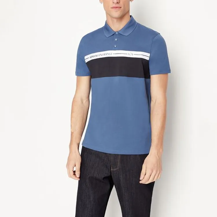 ARMANI EXCHANGE Polo Shirts Men Navy Blue-1