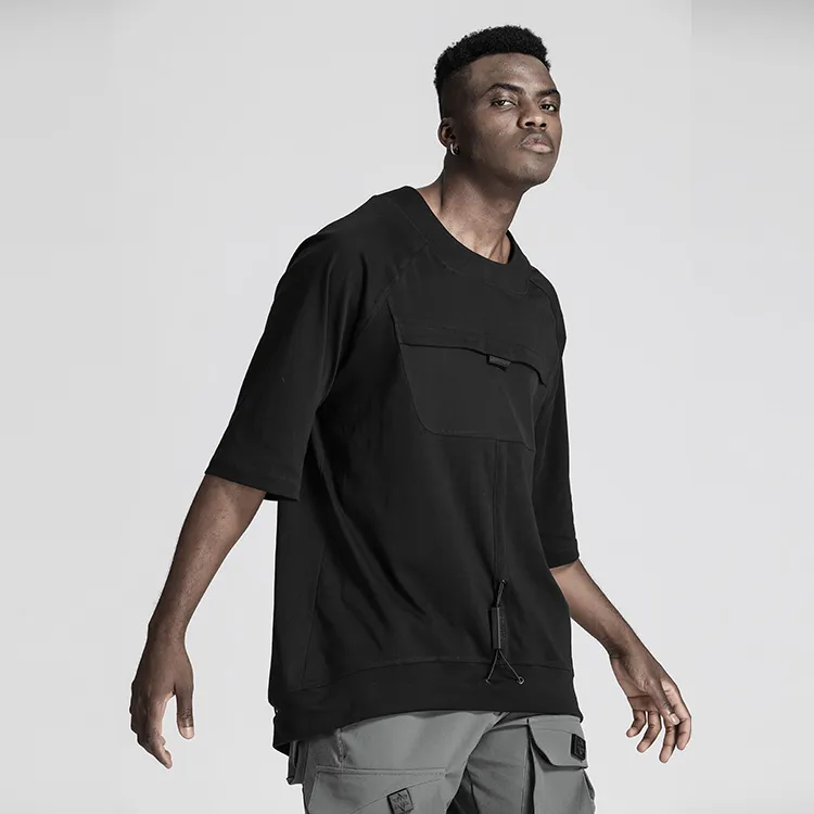NORVINCY Comfortable And Breathable Sweat-Wicking Solid Color 100% Cotton Short-Sleeved T-Shirts Men's-3