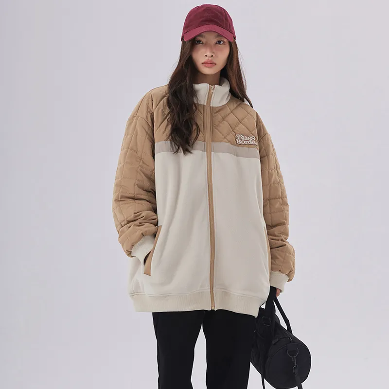 F426 Loose Fit Jacket Unisex Khaki & White-2