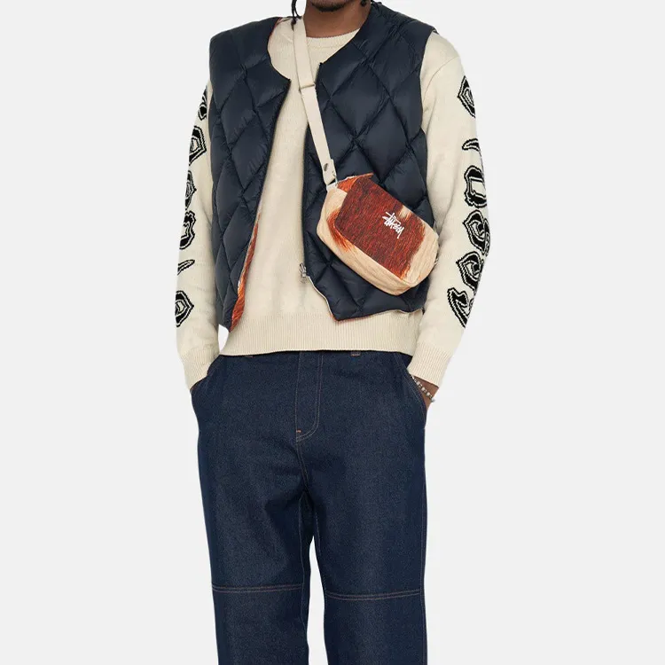 Stussy Cotton Shoulder Bag, Crossbody Bag Regular Unisex Brown-2