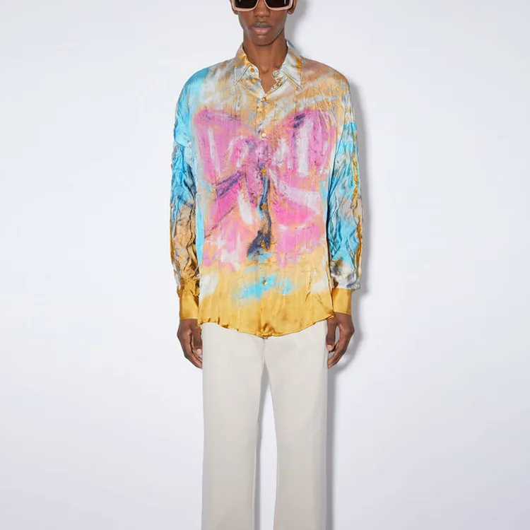 Acne Studios Shirts Men Rice Flower Yellow Pink-1