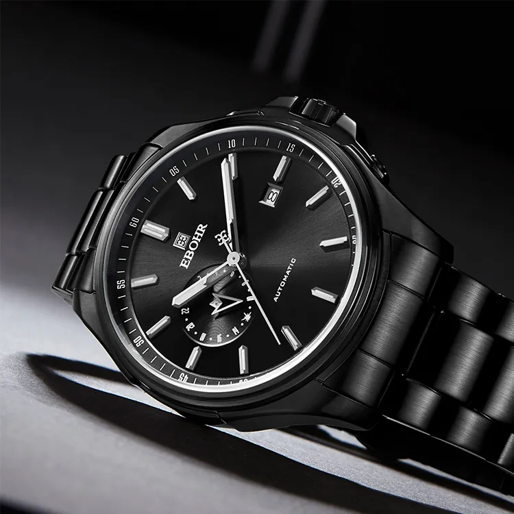 EBOHR Explorer Collection Mechanical Movement Stainless Steel Strap Watch Men's Watches Black Dial 51260316-1