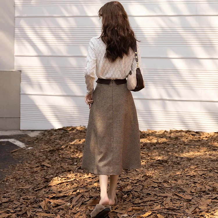 MISHOW Casual Long Skirts Women's Chocolates Coffee-1
