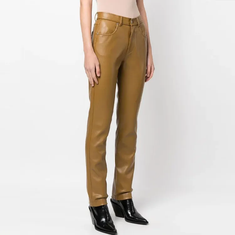 DIESEL Leather effect Straight leg Trousers-3