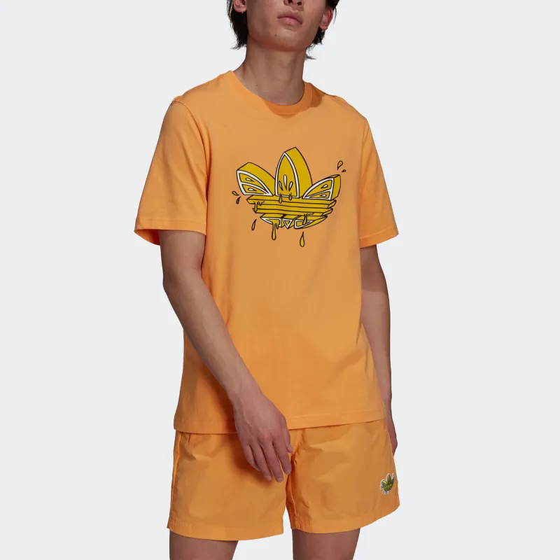 Adidas Originals Lemon Trefoil Tee T Shirts Men Orange-1