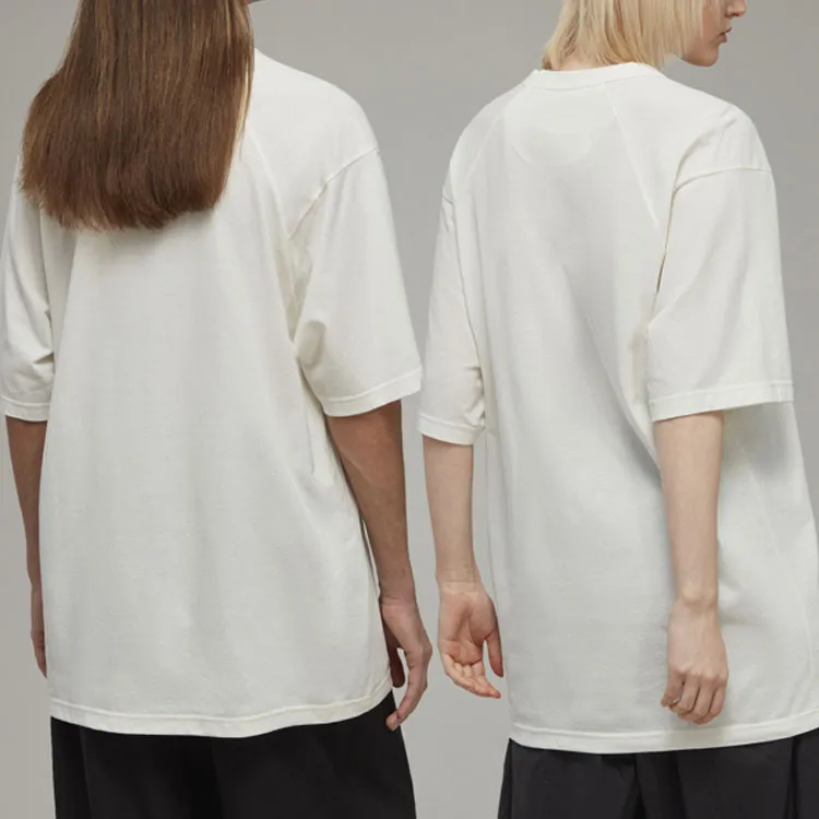 Y 3 T Shirts Unisex Gray White-3