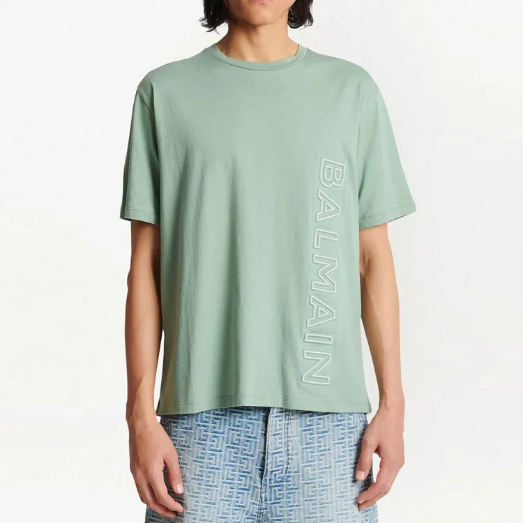 BALMAIN Logo Embossed Crewneck T Shirt-1