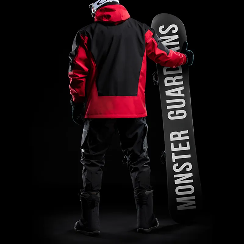 Monster Guardians Ski Wear Men's Black Red Patchwork-1