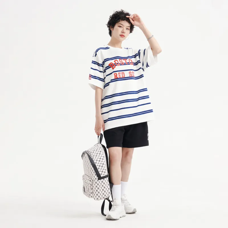 MLB Drop Shoulder Sleeve T Shirt Unisex Ivory White-2