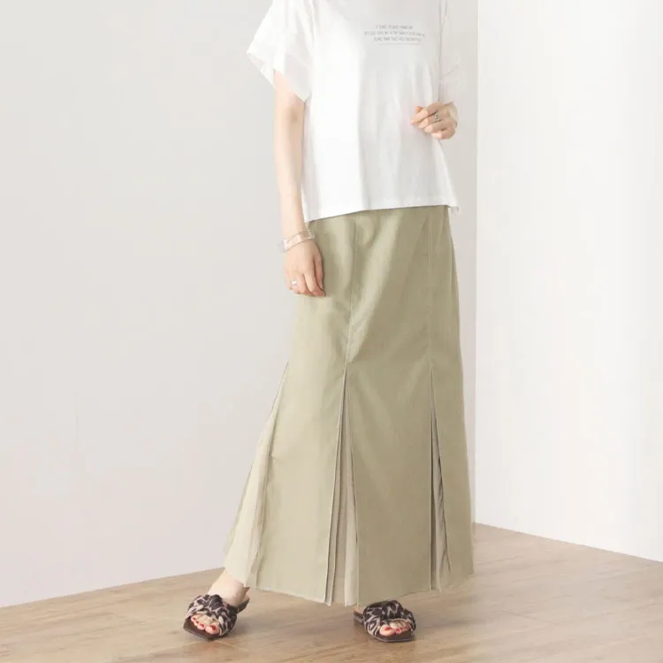Beams Casual Long Skirts Women's Olive Green-3