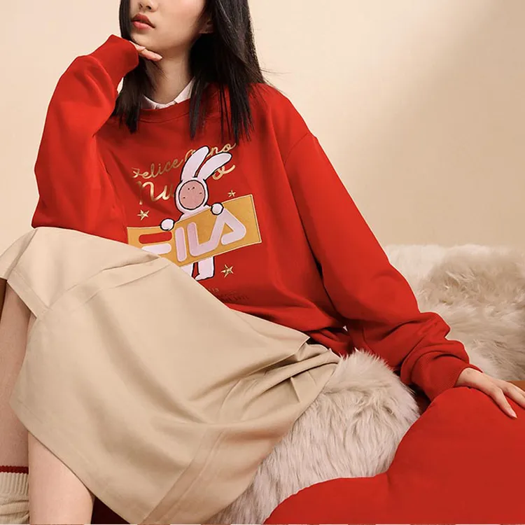 FILA CNY X Buer Rabbit Sweatshirts Unisex Red-4