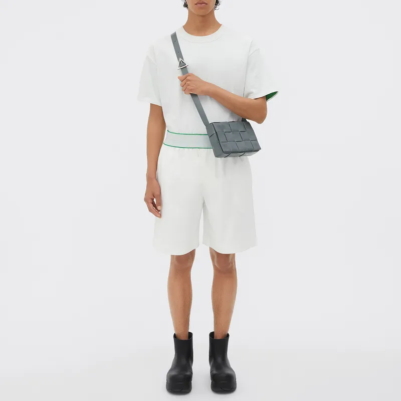 Bottega Veneta CASSETTE Cow Leather Tofu Bag, Shoulder Bag, Crossbody Bag Medium Size Men's Gray-6