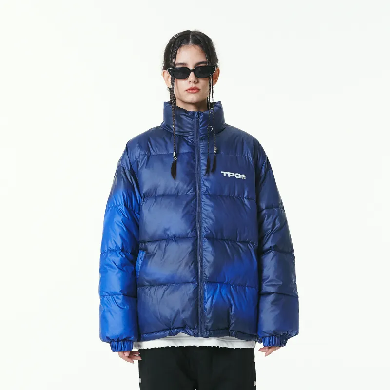Teach Peace Puffer Jackets Unisex Blue-2