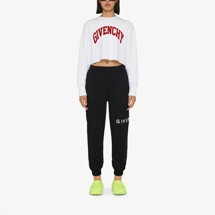 Givenchy Cropped College Crewneck Sweatshirt 'White/Red'-1