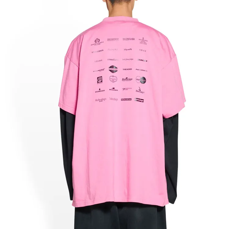 Balenciaga T Shirt Loose Fit Unisex Pink-4
