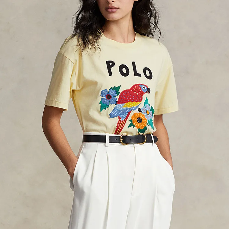 Polo Ralph Lauren Drop Shoulder Sleeve T Shirt Women's Yellow-2