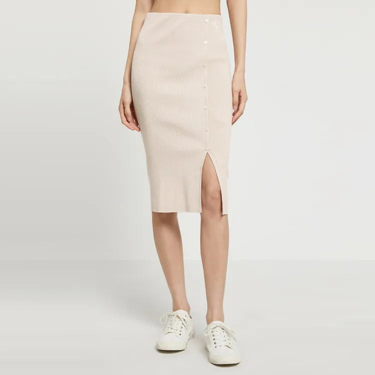 CK/Calvin Klein Knit Long Skirts Women's Beige-4