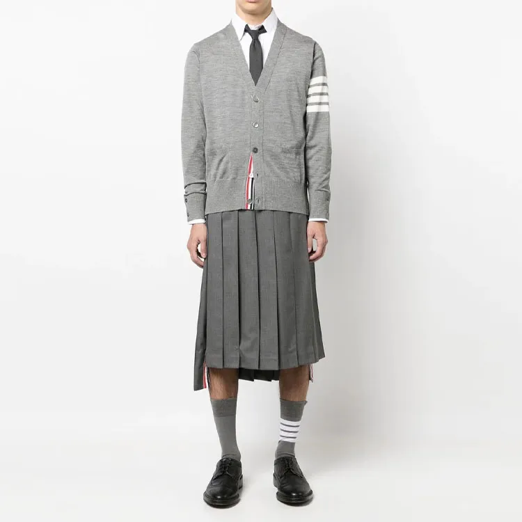 THOM BROWNE 4 Bar V Neck Knitted Cardigan-1