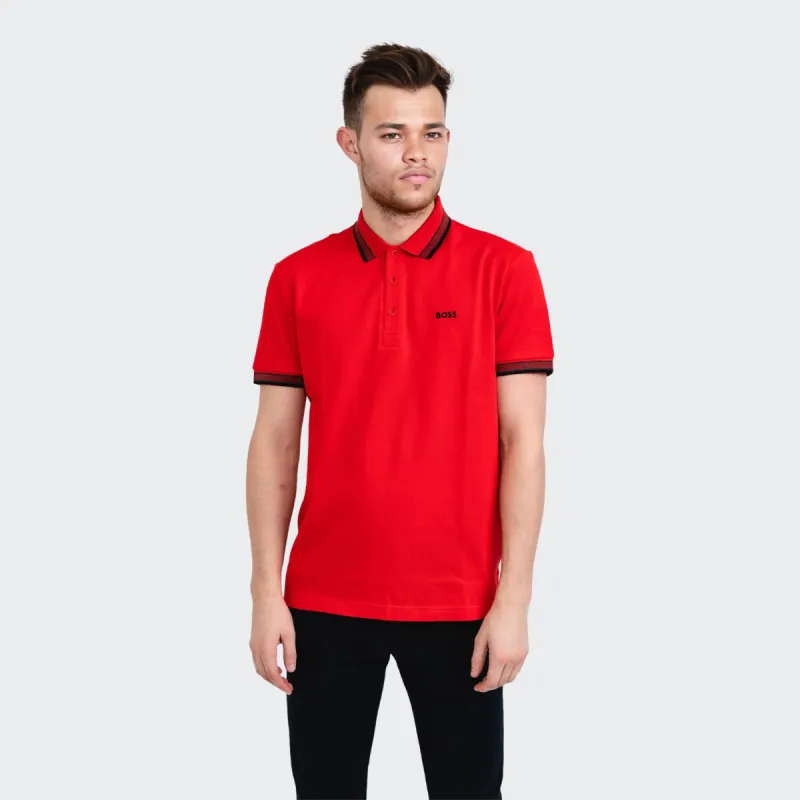 HUGO BOSS Men s Paddy Pique Polo Shirt Red POIZON