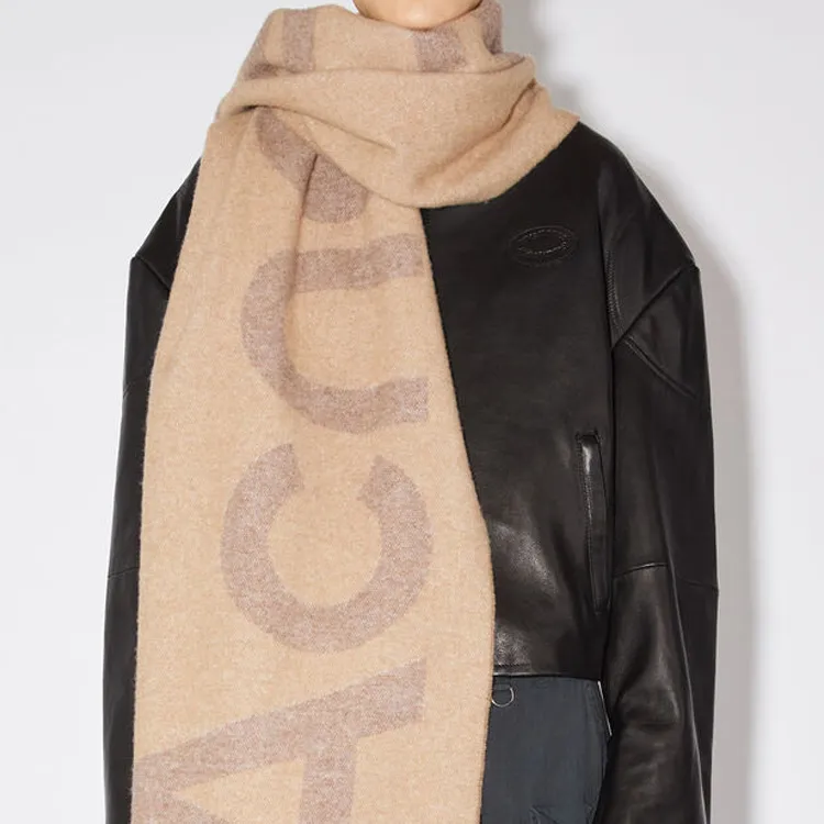 Acne Studios Wool Blend Knit Scarves Women's Camel Brown-1