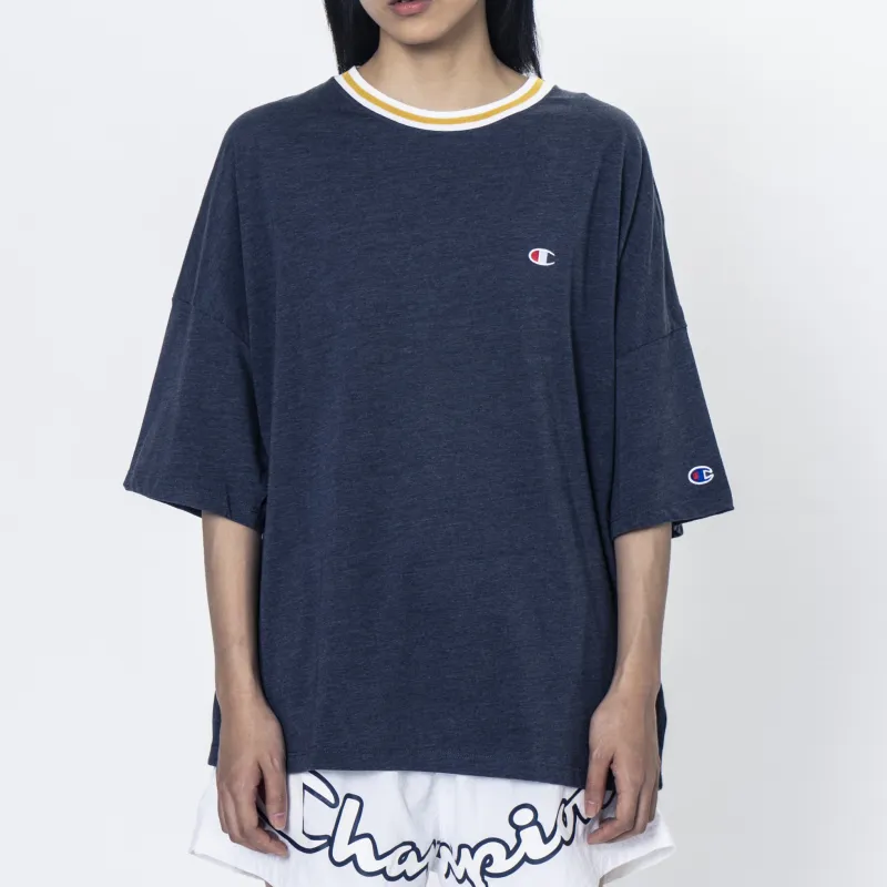 Champion Straight T-Shirt Japan Version Women's Navy Blue-2