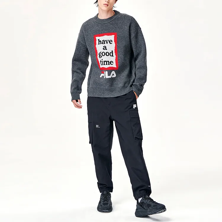 FILA Have A Good Time Collection Sweaters Unisex Ink Cloud Flower Gray-2