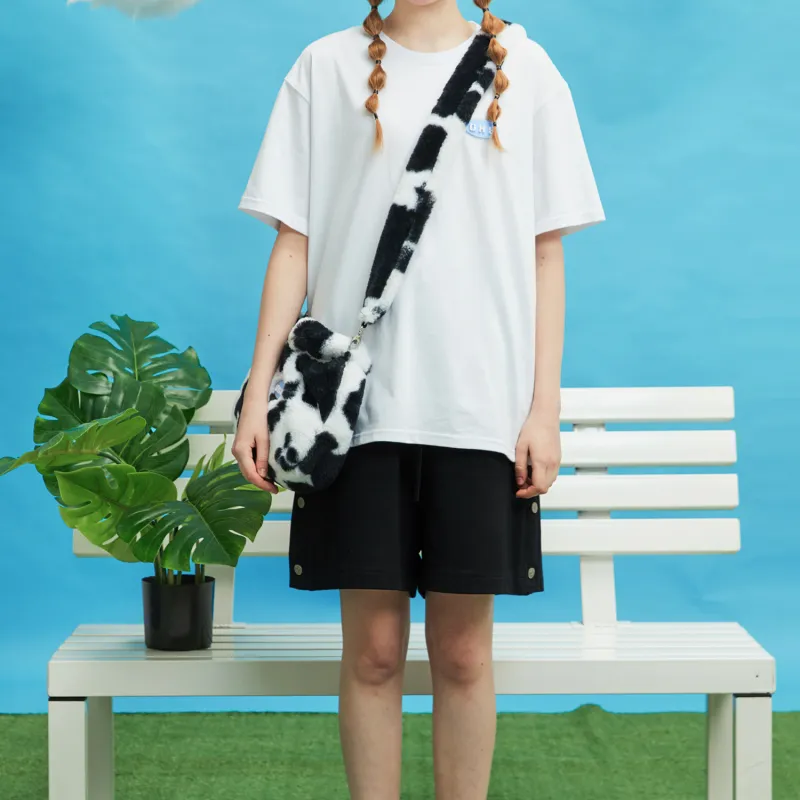 ORIGINAL X YOUTH Rabbit Fur Shoulder Bag Regular Women's Black White-4