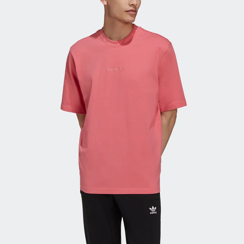 Adidas Originals Drop Shoulder Sleeve T Shirt Men's Rose Red-1