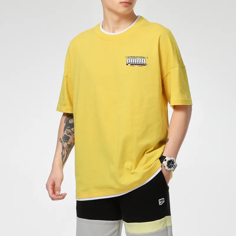 PUMA Drop Shoulder Sleeve T-Shirt Men's Yellow-2