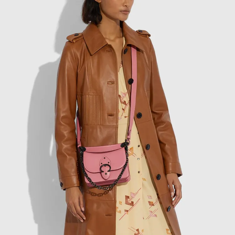 COACH Beat Leather Saddle Bag Crossbody Bag Shoulder Bag Handbag Small Size Women's Vintage Pink-6