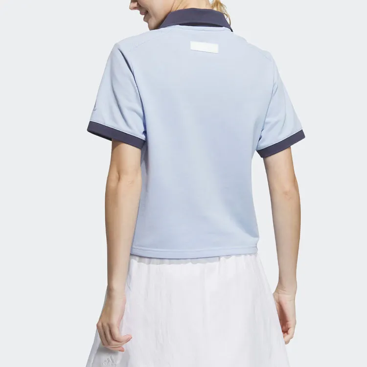 Adidas Polo Shirts Women's Light Pink Blue-2