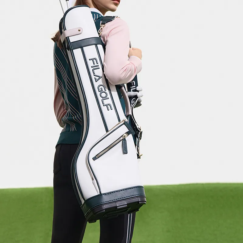 FILA PU Golf Bag With Club Head Cover Equipment Bag Shoulder Bag Crossbody Bag Regular Women's White-5