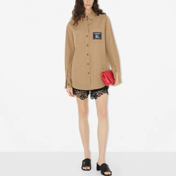 Burberry Logo Patch Cotton Shirt-1