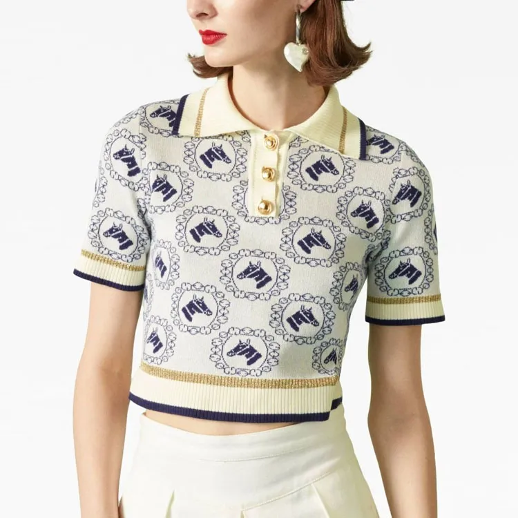 GUCCI Equestrian jacquard Polo Top-1