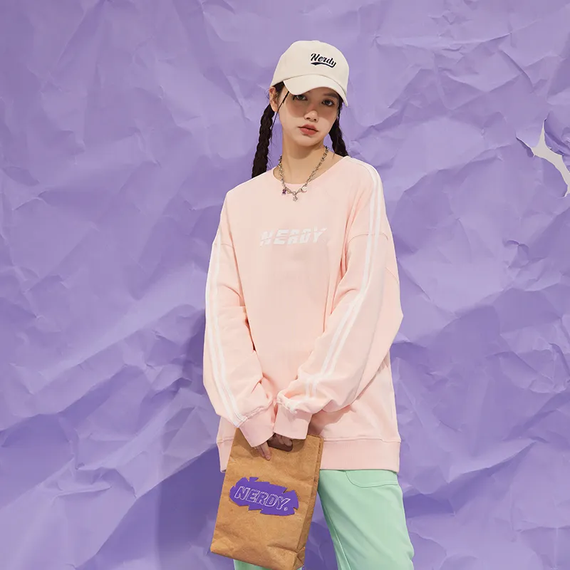 NERDY SS22 Crew Neck Loose Fit Sweatshirt Unisex Orange Pink-2