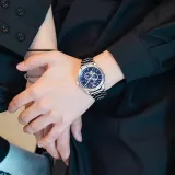 EMPORIO ARMANI Machine Wrist Watch Automatic Mechanical Movement Stainless Steel Strap Blue Dial Men's Watches Box