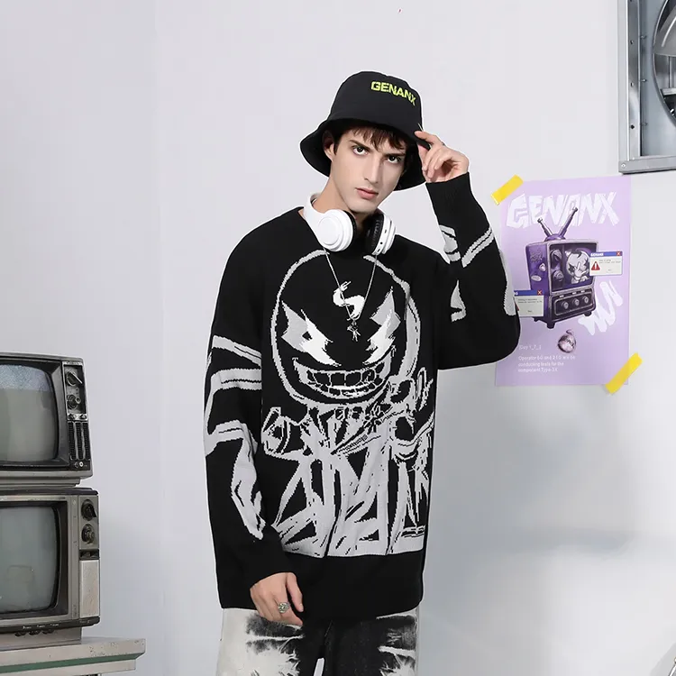 GENANX Sweaters Unisex Black-3