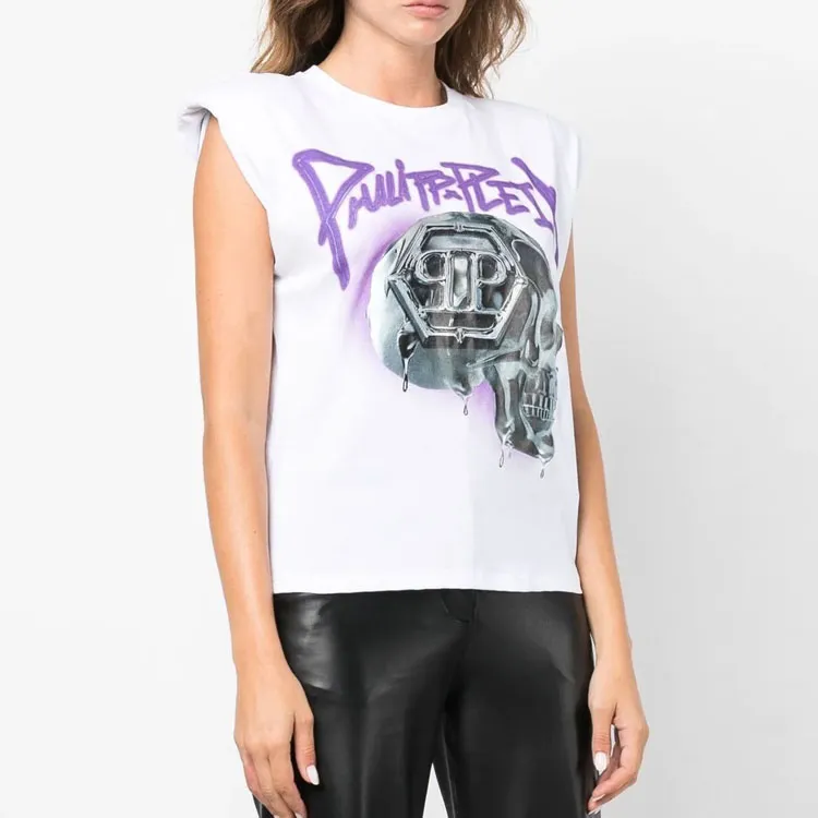 PHILIPP PLEIN Skull print Padded shoulder Tank Top-3