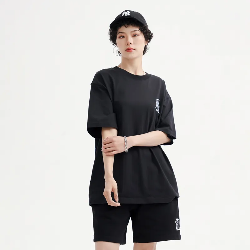 MLB New York Yankees Drop Shoulder Sleeve T Shirt Unisex Black-2