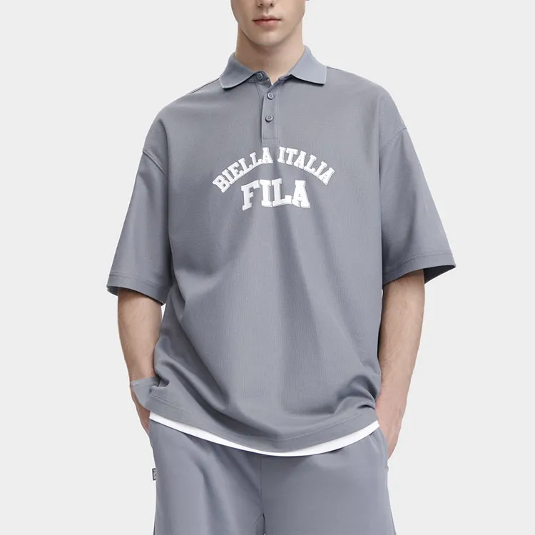 FILA Valentine's Day Collection Polo Shirts Unisex Cyan Brick Gray-2