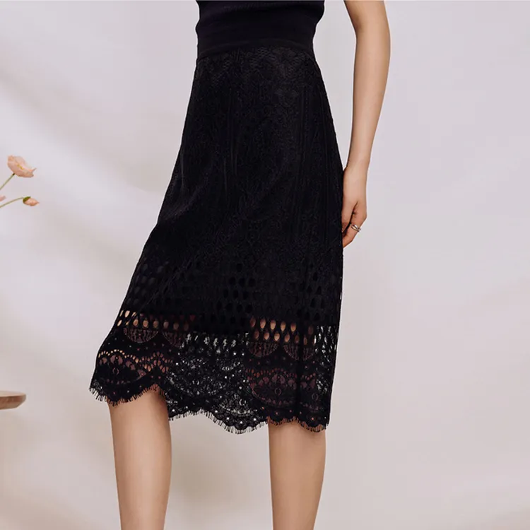 YINER GoodLand Casual Long Skirts Women's Black-3
