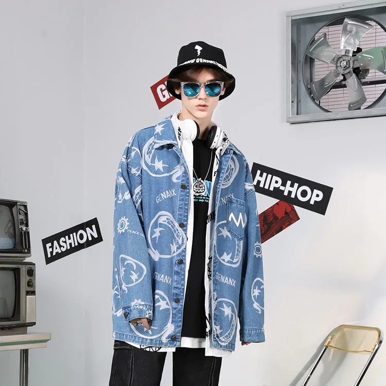 GENANX Loose Fit Denim Jacket Unisex Denim Blue-2