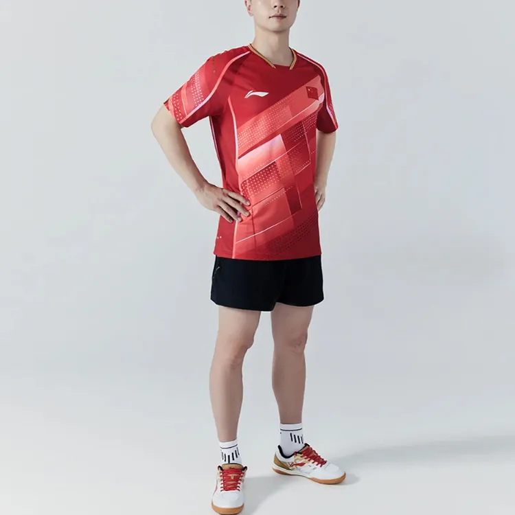 LiNing Table Tennis Series T Shirt Men's Cherry Total Crimson-2