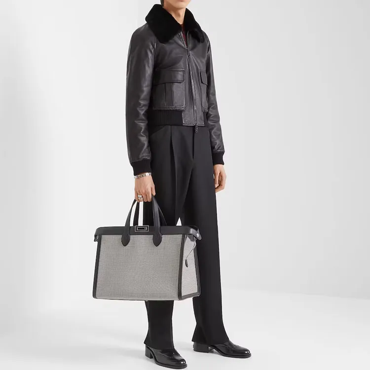 FENDI Leather Jackets Men Black-2