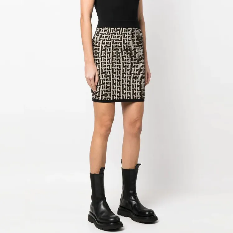 BALMAIN Monogrammed Knitted Skirt-6