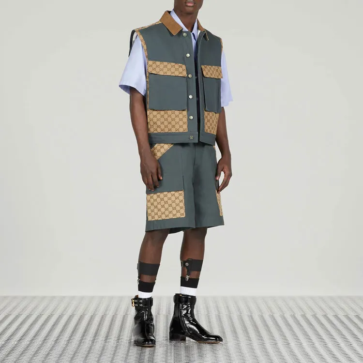 GUCCI Cotton Canvas Bermuda Gg Insert Shorts-4