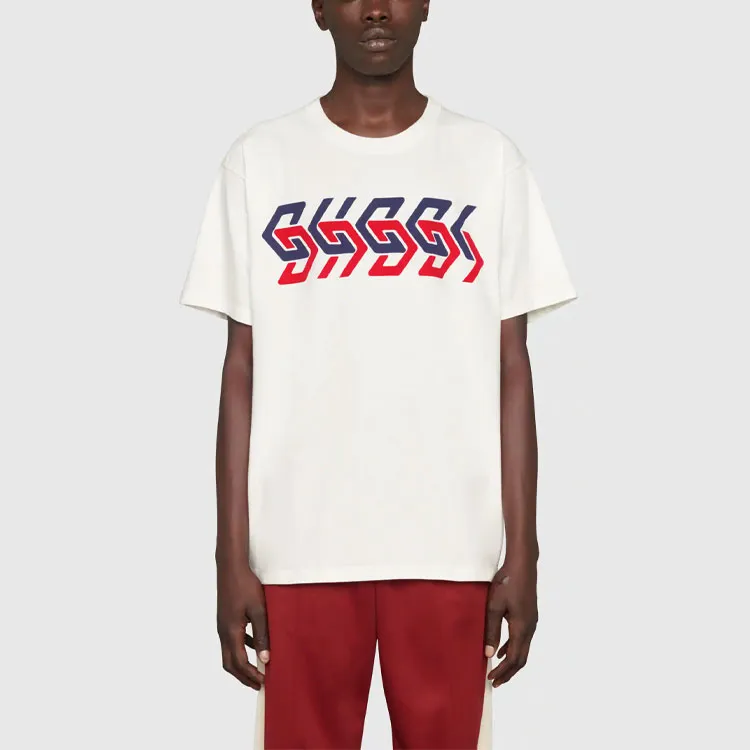 GUCCI Mirror Logo Print Short Sleeve T shirt-1
